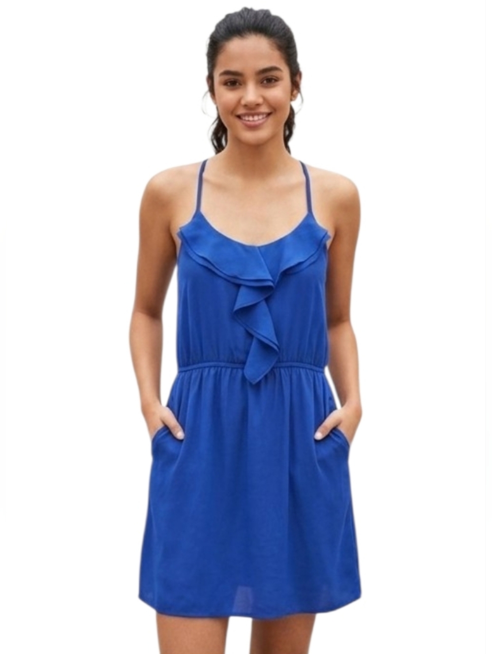 Lush Royal Blue Lightweight Dress w Pockets 17" PTP 34" Length
